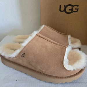 NEW WOMENS SIZE 11 CHESTNUT UGG GREENPORT SLIDE SUEDE SHEEPSKIN SANDALS 1167610 - Picture 1 of 7