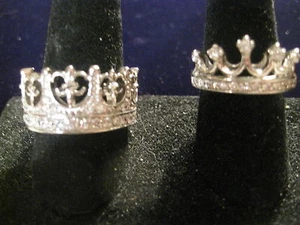 ANILLOS CORONA O TIARA EN PLATA ESTERLINA Y ROHADIO Y CIRCONITAS RECTAS EN TALLAS 8 Y 9 - Imagen 1 de 5
