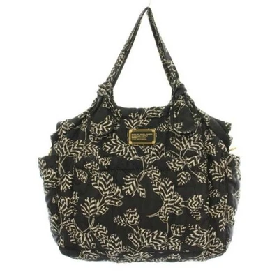 Bolsa tote Marc By Marc Jacobs acolchoada padrão total logotipo fita preta branca usada - Imagem 1 de 4