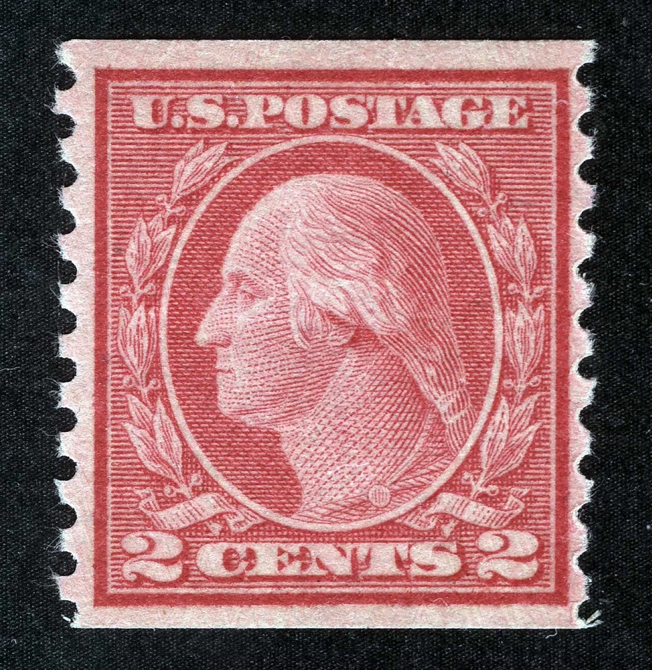 US Sc 492 Carmine 2¢ 1916 p.10 UnWm Coil Original Gum Hinge Remnant - Image 1 of 1