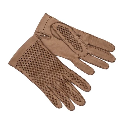 Guantes de conducción de piel de cordero tejidos de colección para mujer cuero tostado Italia XS suaves como la mantequilla Foto 1 de 4