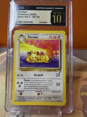 2000 POKEMON BASE SET 2 #56 PERSIAN CGC PRISTINE 10 - Image 1 of 2