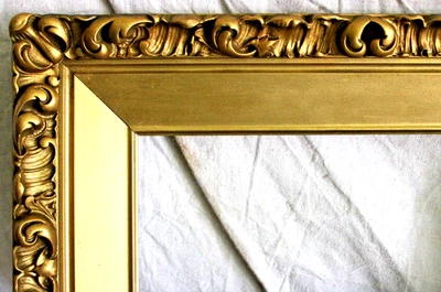 ANTIGUO MARCO DE FOTOS BARROCO FRANCÉS 8 X 14 ORNAMENTADO ORO DORADO MADERA PROFUNDA Foto 1 de 4