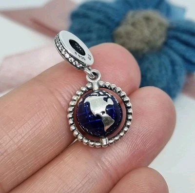 NEW Genuine Pandora Spinning Globe Dangle Charm 💕 S925 ALE  - Image 1 of 4