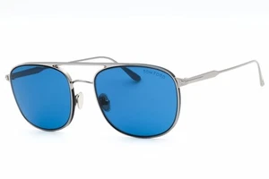 Tom Ford Jake FT0827 14V Sonnenbrille glänzend hell Ruthenium-Gestell blaue Gläser 56 mm - Bild 1 von 4
