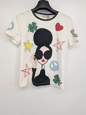 NWT Alice + Olivia Rylyn GLEESON STACE FACE T-shirt Size S White #FC502 - Image 1 of 4