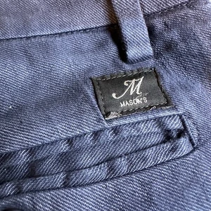 Mason's Pants Mens 34 Linen Navy Blue New York Chino Casual Straight Leg Italian - Picture 1 of 13