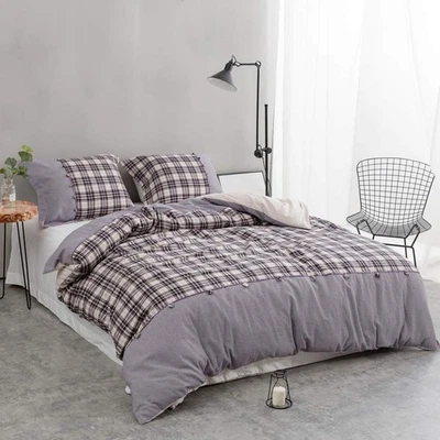 Simple&Opulence 100% Yarn-Dyed Cotton Buffalo Check Plaid Duvet Cover Set, 3 ... - Image 1 of 4
