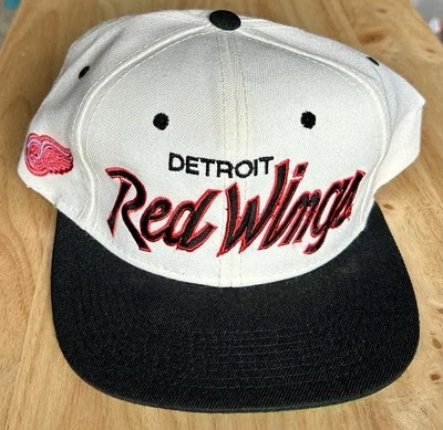 Vintage Detroit Red Wings Snapback Hat Sport Specialties Script New No Tags - Image 1 of 4