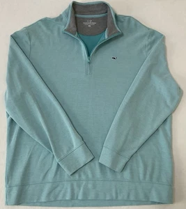 Vineyard Vines 1/4-Reißverschluss türkisgrün Pullover Größe Herren XXL 100 % PIma Baumwolle - Bild 1 von 4