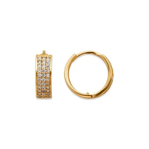 Pendientes de aro de oro de 14K detalles brillantes elegantes estilo Huggie para mujer 4,5x14 mm - Imagen 1 de 2