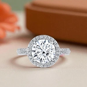 Anillo Oro Diamante Corte Redondo 2.57 Quilates Certificado IGI Laboratorio Cultivado 14K Blanco Talla 7 - Imagen 1 de 13