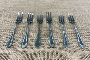 SET 6 X VINTAGE SILVA POTTER SHEFFIELD SILVER PLATE DESSERT FORKS 13.5CM IN BOX - Picture 1 of 12