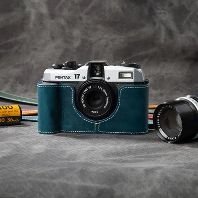 Genuine Real Leather Camera Bag Case Protect Cover Belt Strap For Pentax 17 - Image 1 of 4