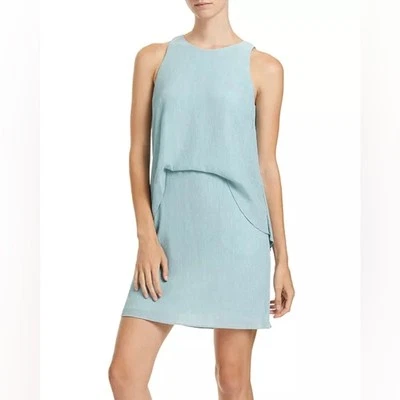 NWT Halston Twisted Crinkle Blouson Shift Dress Blue Size 10 Mother Of The Bride - Image 1 of 4