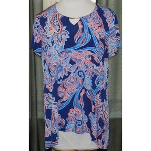 Cato size 14 / 16 artsy paisley pull over top stretch blend shark bite hemline - Picture 1 of 5