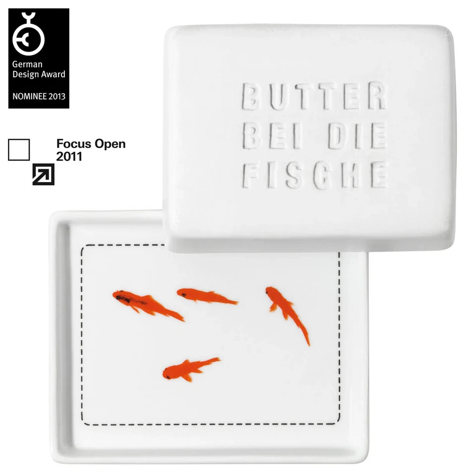 Butterdose (klein) aus Porzellan " Butter bei die Fische " von räder design Ham - Bild 1 von 1