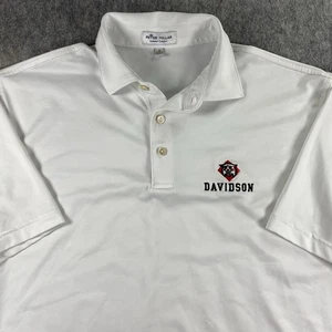 Peter Millar Summer Comfort Golf Polo Shirt Men's Medium White Davidson College - Picture 1 of 11