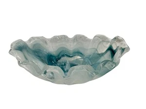 Murano Kunstglas Schale verwirbelt aquablau & türkis - Bild 1 von 8