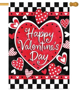Valentine's Check House Flag - Picture 1 of 1