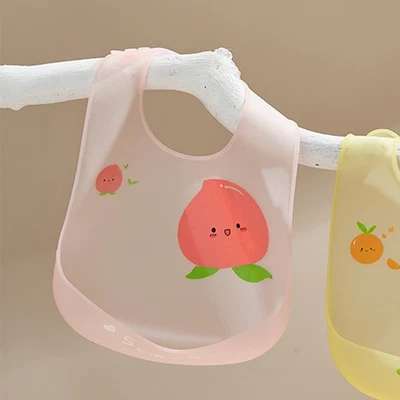 Silicone Baby Bib Waterproof Adjustable Peach 6Z2K - image 1 of 4