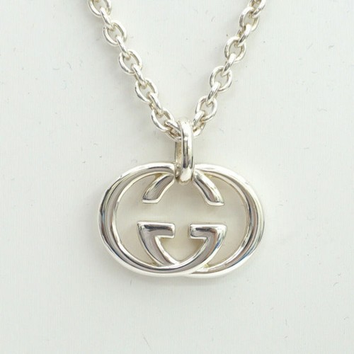 Collana Gucci Incastro G Doppia Argento 925 Ciondolo Top Usata GEIS 0