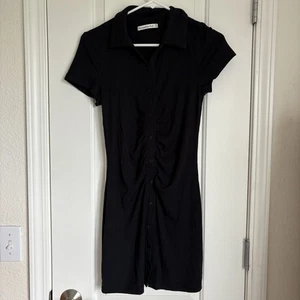 Abercrombie & Fitch Women’s Ribbed Black Button Down Collar Dress Midi - Size S - Picture 1 of 8