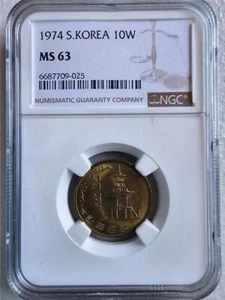 South Korea 10 Won 1974 NGC MS 63 - Picture 1 of 2