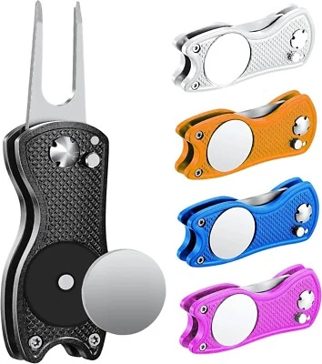 MIDDLETOWN OUTDOORS Folding Golf Divot Tool Multifunctional w/ Quick Release, Magnetic Ball Marker