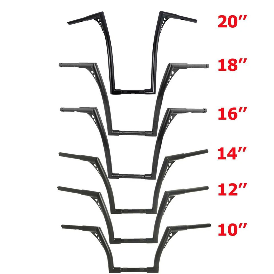 Manillar de 10"" 12"" 14"" 16"" 18" elevación 1,25" para Harley Sportster XL Softail Foto 1 de 4