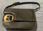 Saks Fifth Avenue Paris Black Clutch with Short Strap and Gold Buckle