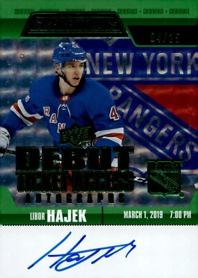 Libor Hajek - 2019-20 Debut Ticket Access Green Auto 04/25 Card #RTAA-LH - Image 1 of 2