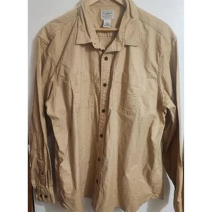 LL Bean BeanFlex Hemd Herren Large Heavy Twill Senf Arbeit Baumwolle Knopfleiste - Bild 1 von 7