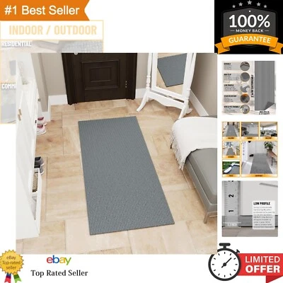 Stylish 2' x 5' Gray Indoor/Outdoor Runner Rug with Waterproof Non-Slip Backing - Image 1 of 4