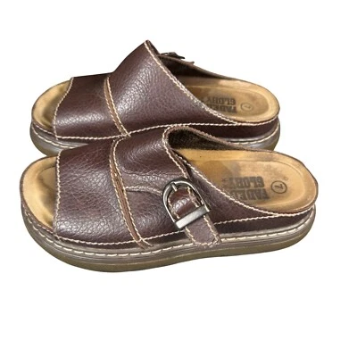 Vintage 90s Y2K Faded Glory Sandals Womens 7 Chunky Brown Lug Platform Slides - Image 1 of 4