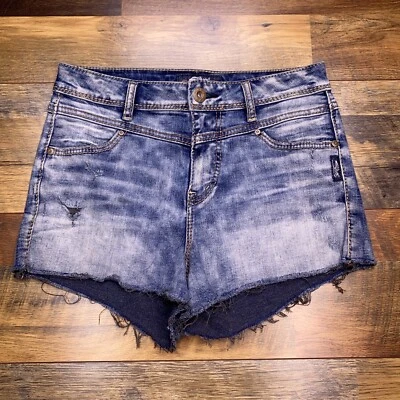 Pantalones Cortos Plateados Vintage Tiro Alto 28 L2 3/4 Denim Corte Elástico  Foto 1 de 4