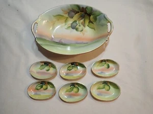 Antiguo plato de apio Noritake vintage pintado a mano con 6 salinas - Imagen 1 de 9