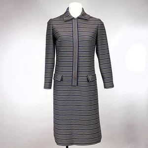 Vintage Leslie Fay Women's Knit Striped Dress - Picture 1 of 8