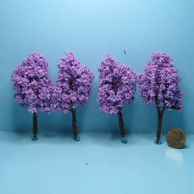 Dollhouse Miniature Beautiful Outdoor 3" Red Bud Trees Set of 4 CA6004 - Image 1 of 2