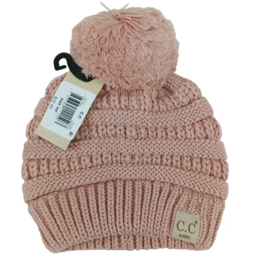 CC KIDS Bebé Tejido Texturizado Gorro Talla Infantil Rosa Pom Pom Foto 1 de 4