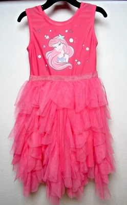 Disney Princess Ariel The Little Mermaid Bright Pink Tulle Dress Girls Size 5T. - Image 1 of 4