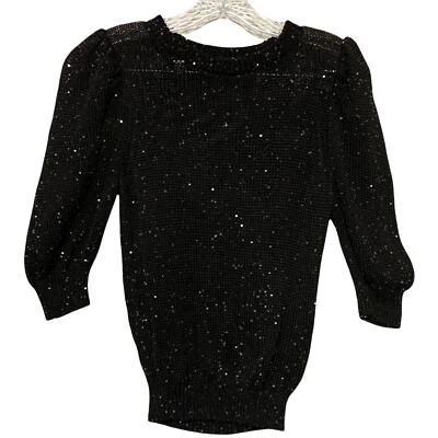 Generation Love черный блестками свитер XS ретро гламур классический Puff рукав женщин - Изображение 1 из 4
