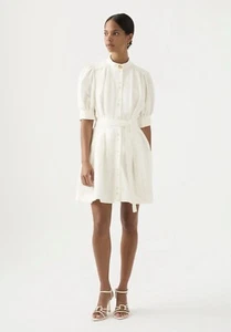 AJE Eden box pleat white linen blend dress 8 - Picture 1 of 10