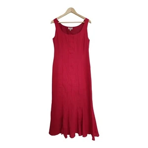 Steilmann Damen Maxikleid Leinen L 40 Rot Ärmellos Tailliert Vintage - Bild 1 von 6