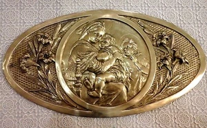 Antico Bassorilievo Fusione Bronzo/Ottone liberty Madonna Della Seggiola 900" - Picture 1 of 4