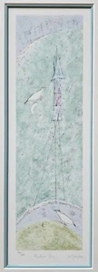Nikki Monaghan FEATHER RISE HAND SIGNED BIRD ROCKET SERIGRAPH SCOTTISH ARTIST - Picture 1 of 13