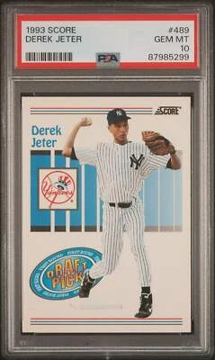 Tarjeta de béisbol graduada 1993 Score Derek Jeter #489 novato radiocontrol PSA 10 gemas como nueva Foto 1 de 2