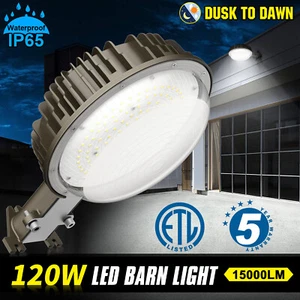 120W LED Barn Light Dusk to Dawn Outdoor Yard Security Lighting 5000K Daylight - Picture 1 of 12