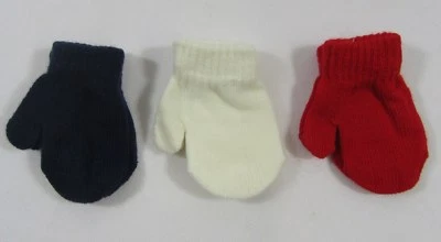 Guantes de bebé mitones lisos pequeños 9 cm tejidos bebés niñas niños pequeños prematuros Foto 1 de 2