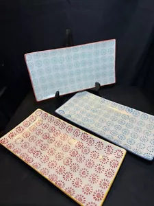 Set of 3 Signature Housewares Stoneware Rectangular Serving Trays Platters - Picture 1 of 12